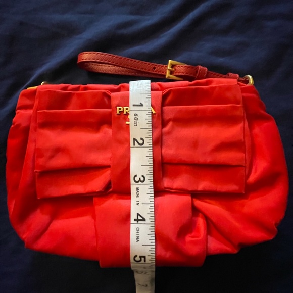Red Prada Tessuto Wristlet with Bow - Picture 11 of 12
